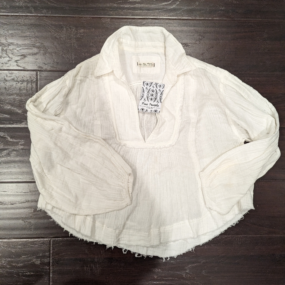 Free People White Button Down Shirt